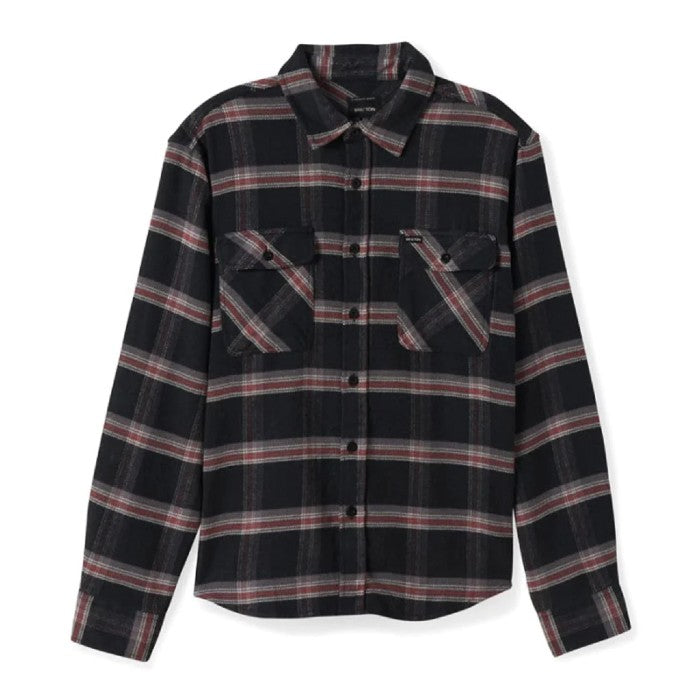 BRIXTON BOWERY STRETCH WATER RESISTANT FLANNEL OVERHEMD - BLACK/CHARCOAL/BARN RED