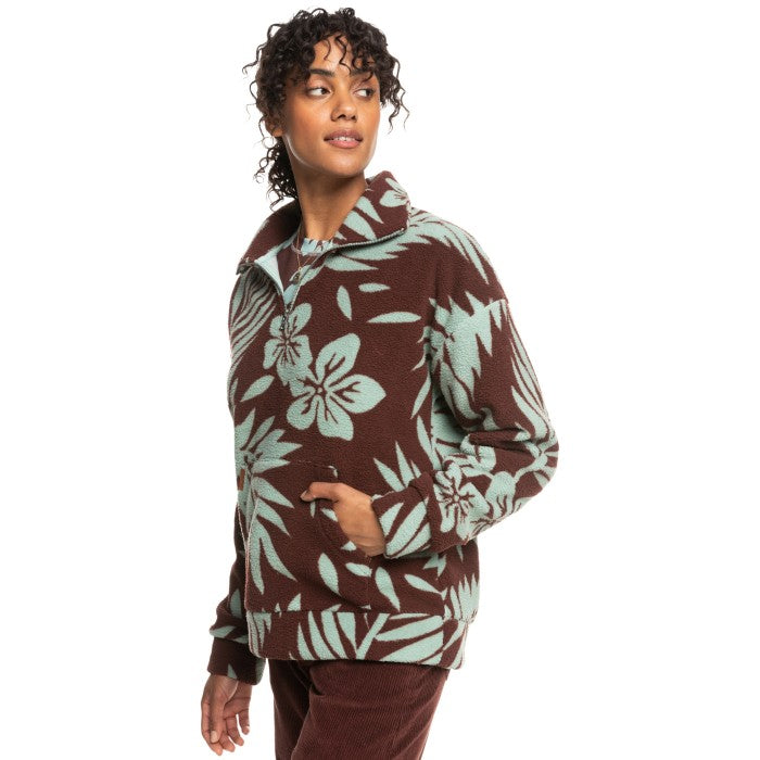 ROXY LIVE OUT LOUD FLEECETOP SWEATER - BITTER CHOCOLATE PALMERIA