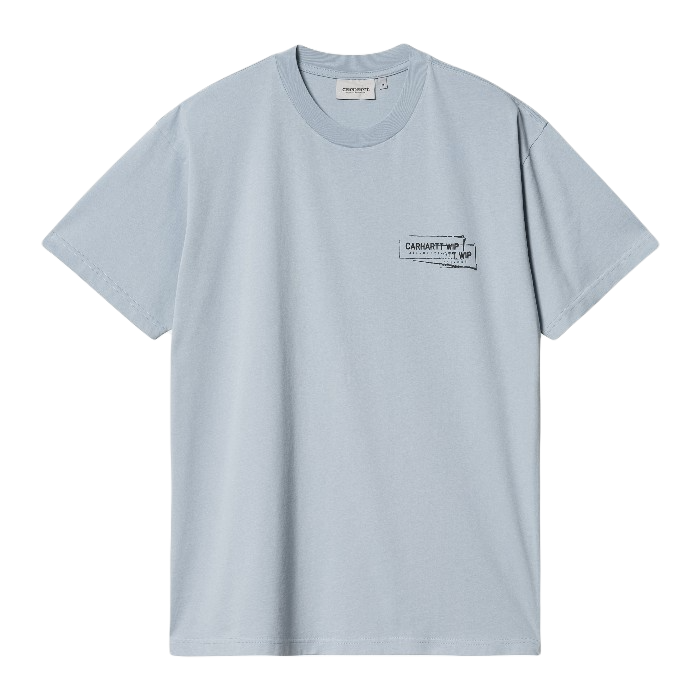 CARHARTT WIP STAMP SHORT SLEEVE T-SHIRT - MISTY SKY/BLACK