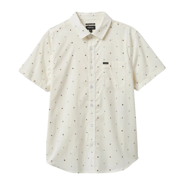 BRIXTON CHARTER PRINT SHORT SLEEVE OVERHEMD - OFF WHITE PYRAMID