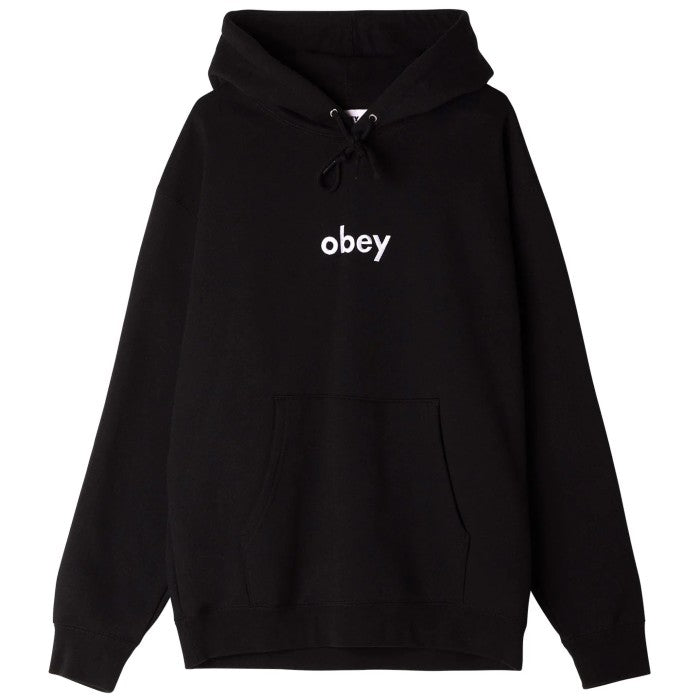 OBEY PULLOVER/HOODIE IN KLEINBUCHSTABEN – SCHWARZ