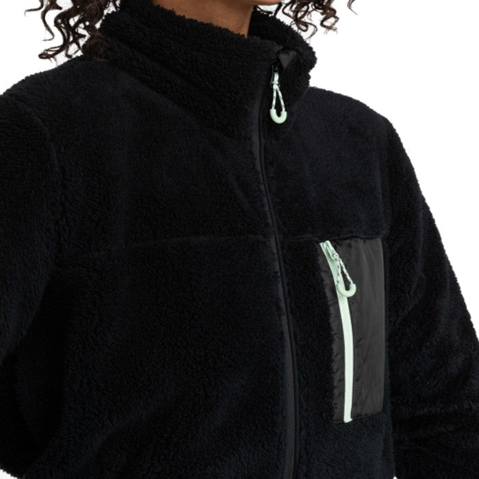 ROXY ALABAMA TECHNICAL FULL ZIP FLEECE VEST - TRUE BLACK