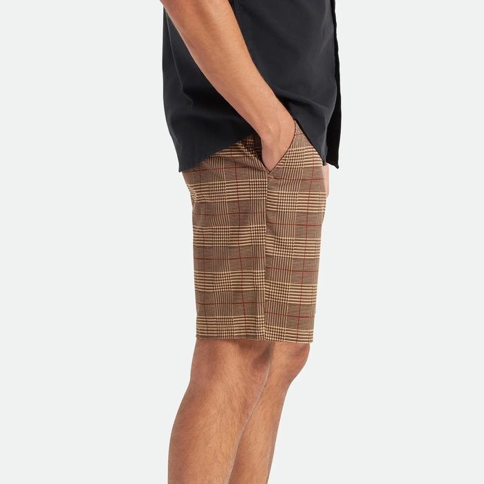 BRIXTON CHOICE CHINO SHORT - BROWN HOUNDSTOOTH