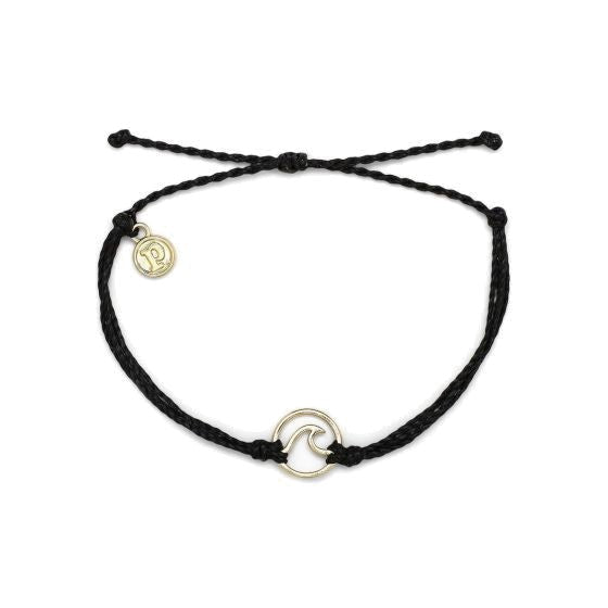 PURA VIDA GOLD WAVE CHARM ARMBAND BLACK