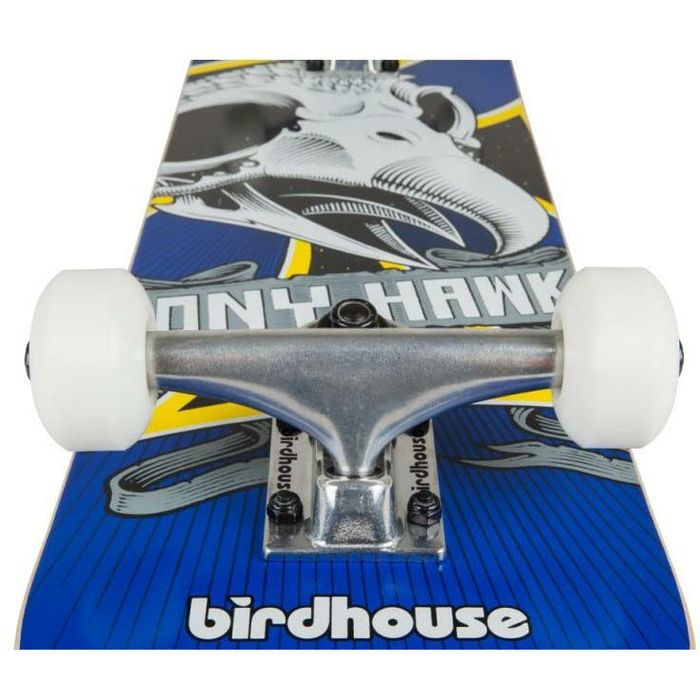 BIRDHOUSE STAGE 1 7.25" SKATEBOARD COMPLETE - OVERSIZED SKULL MINI BLUE