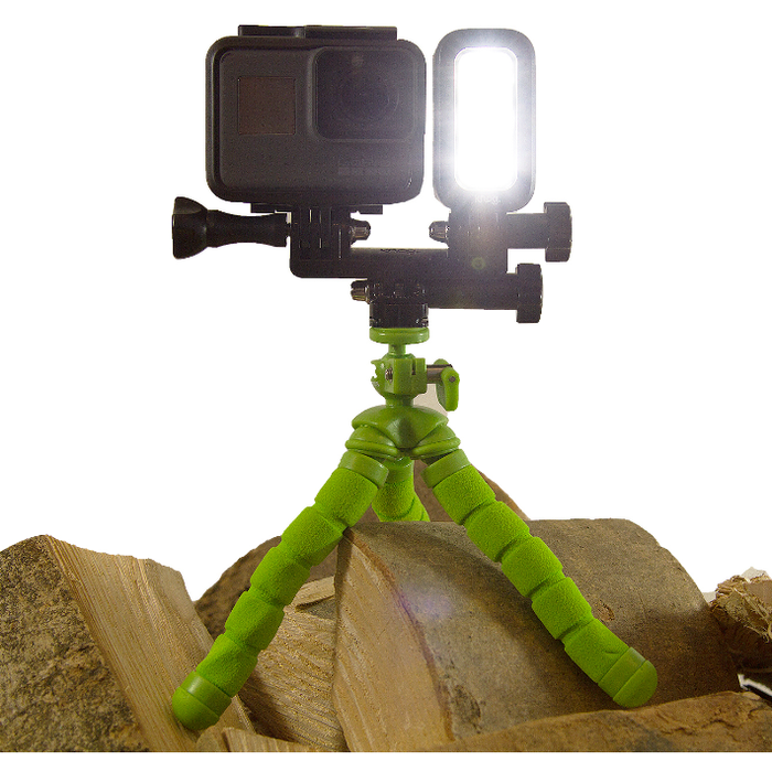 QUDOS ACTION VIDEOLAMP - BLACK + MINI BENDY STATIEF - GREEN COMBI DEAL