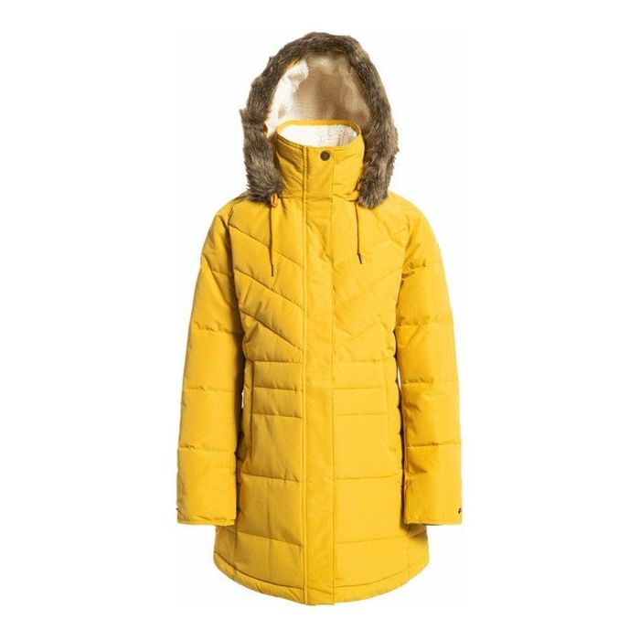 ROXY ELLIE LONGLINE INSULATED HOODED WINTER JACKET - HONEY