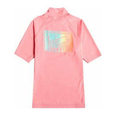 BILLABONG DESIGN SHORT SLEEVE RASH GUARD T-SHIRT - PINK SUNSET