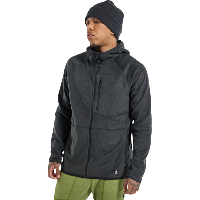 BURTON STOCKRUN WARMEST HOODED FULL-ZIP FLEECE JAS - TRUE BLACK