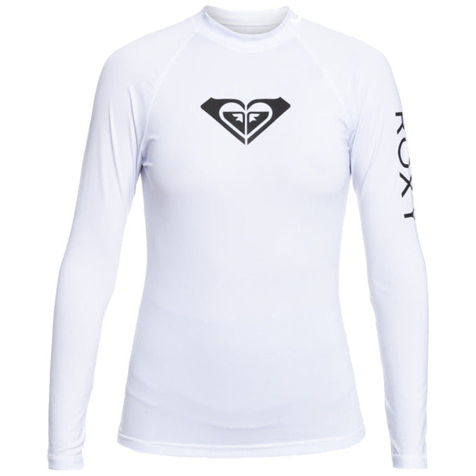 ROXY WHOLE HEARTED LONG SLEEVE UPF 50 RASH GUARD T-SHIRT - BRIGHT WHITE The Old Man Boardsports Roxy