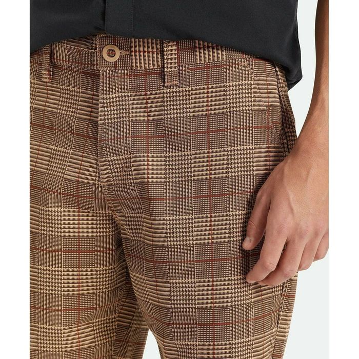 BRIXTON CHOICE CHINO SHORT - BROWN HOUNDSTOOTH