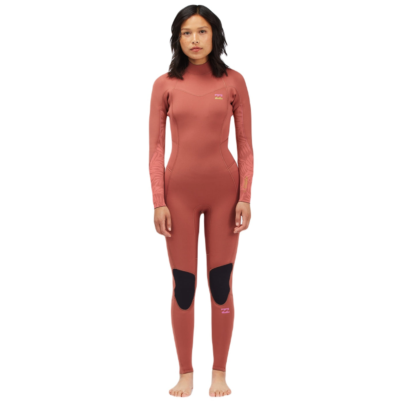 BILLABONG 4/3 MM SYNERGY BACK ZIP FULL WETSUIT - RED CLAY