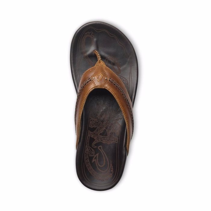 OLUKAI MEA OLA FLIP FLOPS - TAN/DARK JAVA