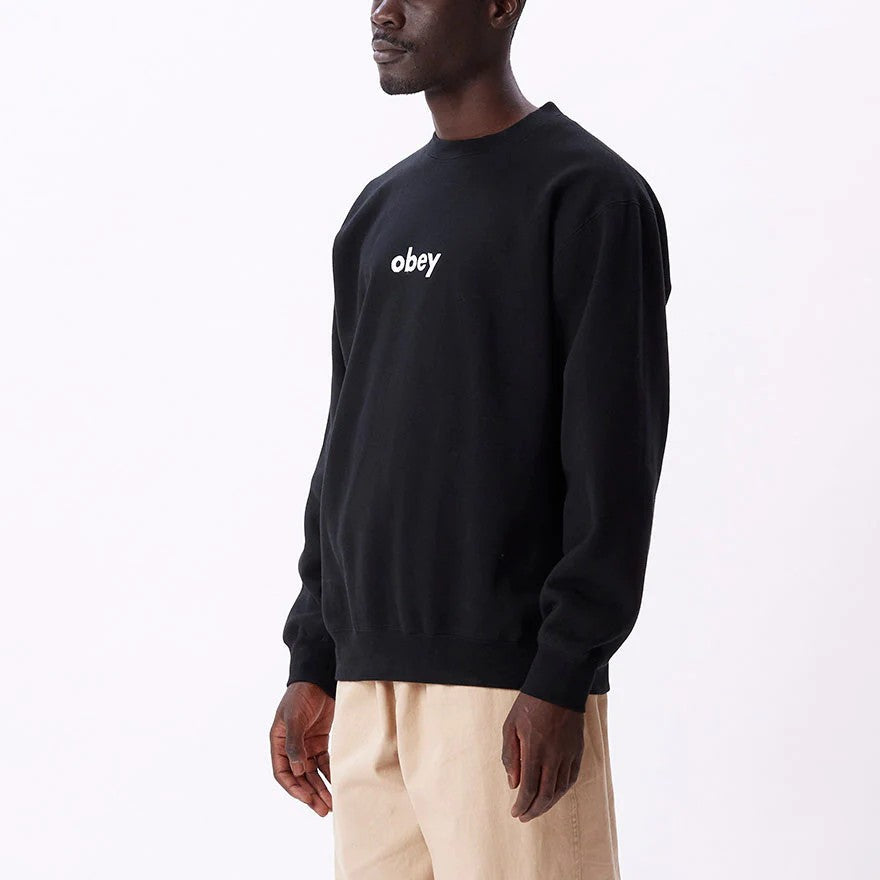 OBEY LOWERCASE CREWNECK SWEATER - BLACK