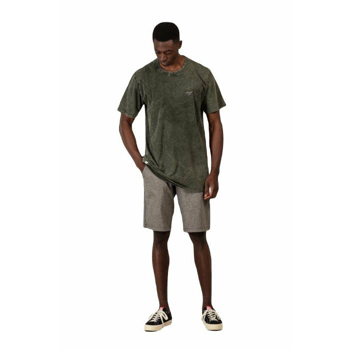 FLEX GRIP CHINO KORTE BROEK - STONE GREEN LINEN