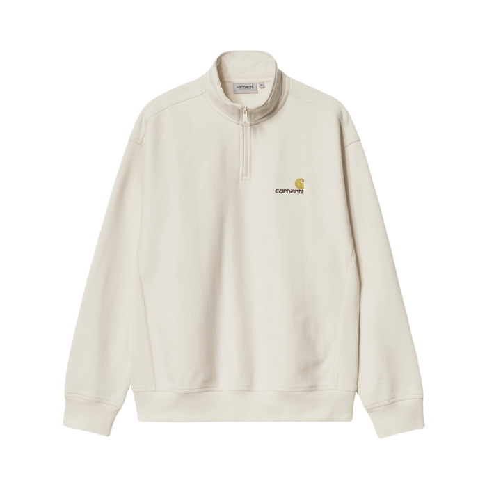 CARHARTT WIP HALF ZIP AMERICAN SCRIPT SWEATER - NATURAL