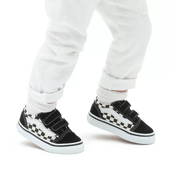 VANS PRIMARY CHECK OLD SKOOL VELCRO SCHOENEN (KIDS 1-4) - (PRIMARY CHECK) BLACK/WHITE