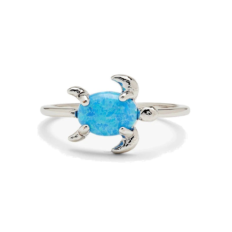 PURA VIDA OPAL SEA TURTLE RING - SILVER