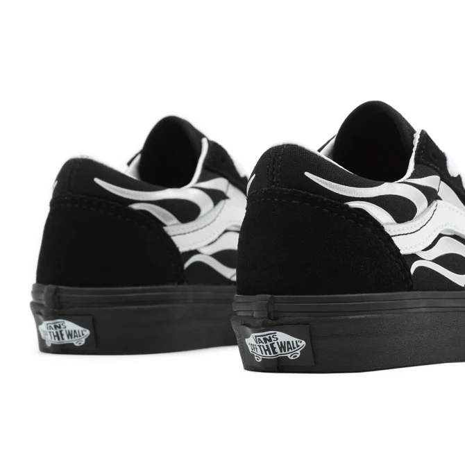 VANS METALLIC FLAME OLD SKOOL CHILDREN'S SHOES (KIDS 4-8 YEARS) - BLACK/SILVER