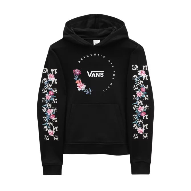 VANS LEOPARD FLORAL HOODIE (GIRLS 8-14 YEARS) - BLACK