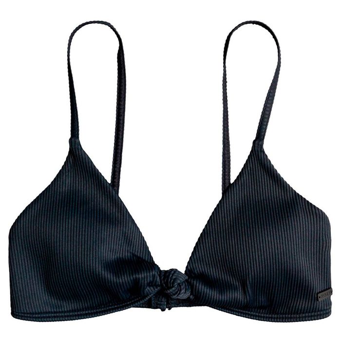 ROXY LOVE THE SURF KNOT TRIANGLE BIKINI TOP - ANTHRACITE