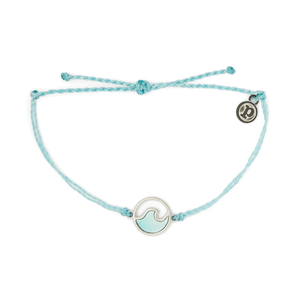 PURA VIDA STONE WAVE SILVER ARMBAND - CRYSTAL BLUE