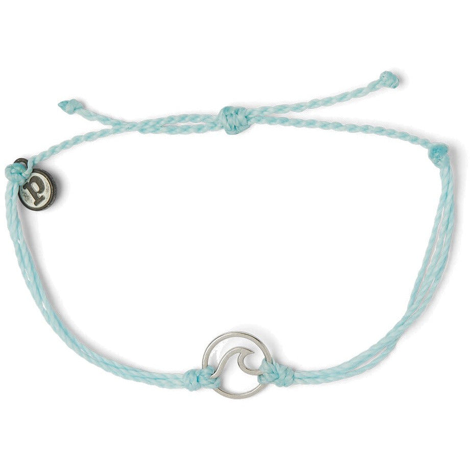 PURA VIDA SILVER WAVE CHARM ARMBAND - ICE BLUE