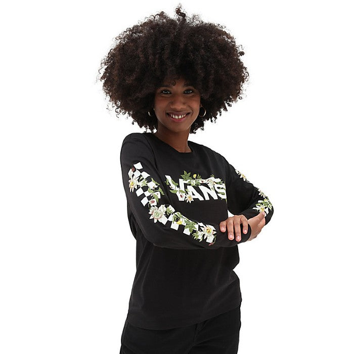 VANS WYLD VEE LONG SLEEVE BFF T-SHIRT - BLACK