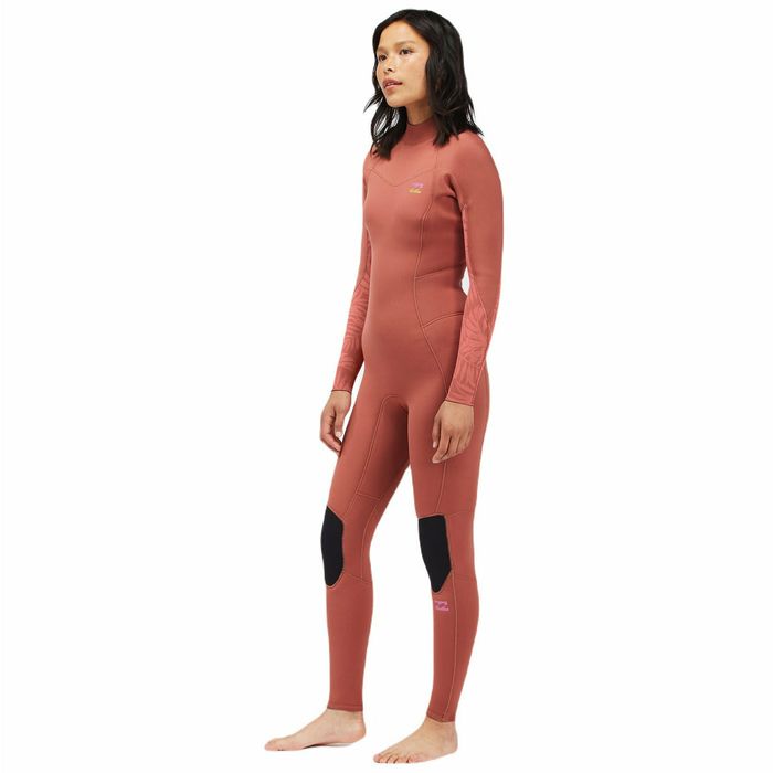 BILLABONG 4/3 MM SYNERGY BACK ZIP FULL WETSUIT - RED CLAY