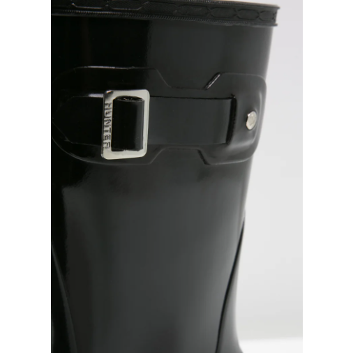 HUNTER WOMEN'S ORIGINAL SHORT GLOSS WELLINGTON RAIN BOOTS - BLACK