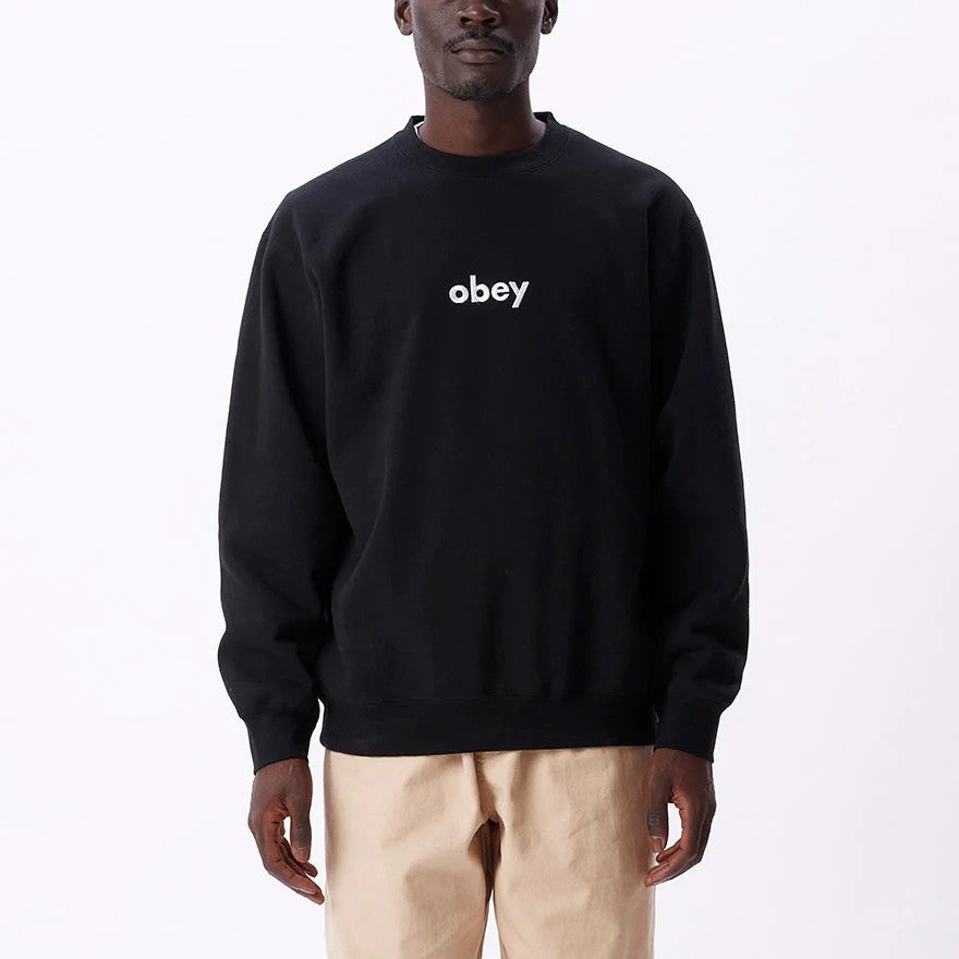 OBEY LOWERCASE CREWNECK SWEATER - BLACK