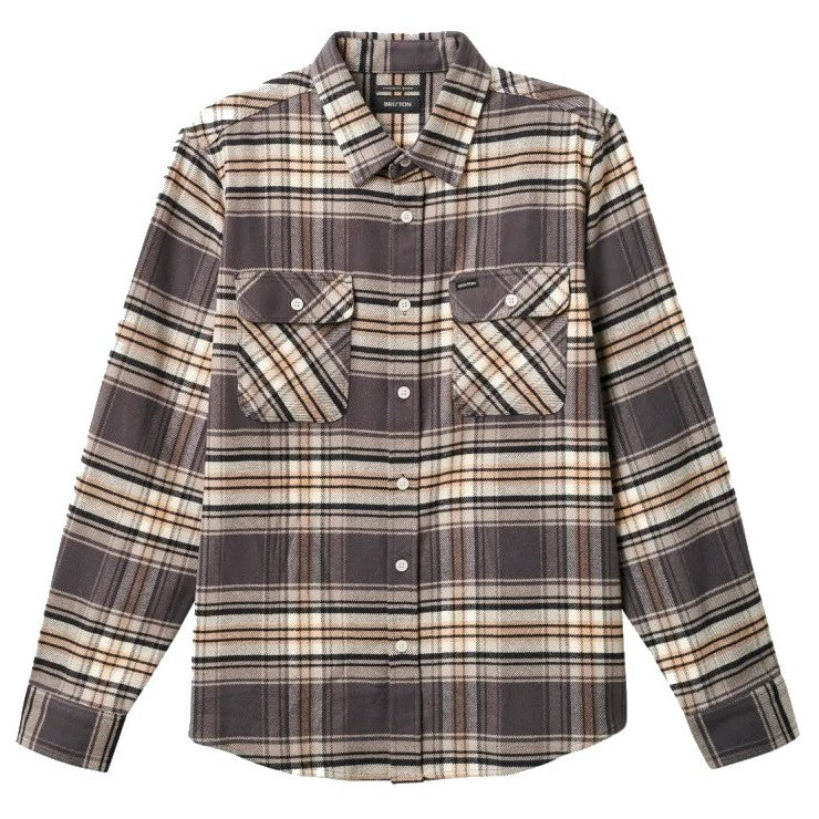 BRIXTON BOWERY STRETCH L/SX FLANNEL SHIRT - BLACK/CHARCOAL/MOJAVE