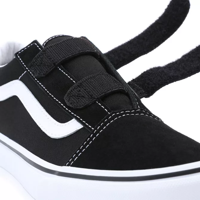 VANS OLD SKOOL VELCRO CHILDREN'S SHOES (KIDS 4-8 YEARS) - BLACK-TRUE/WHITE