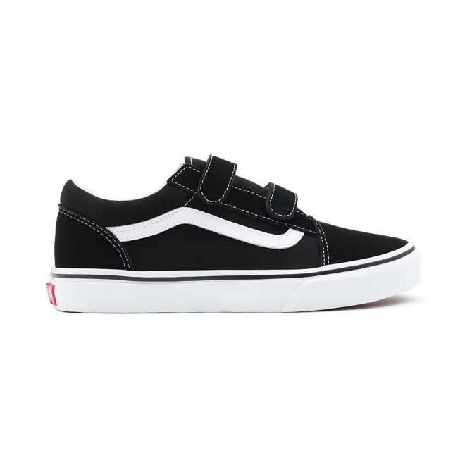 VANS OLD SKOOL VELCRO CHILDREN'S SHOES (KIDS 4-8 YEARS) - BLACK-TRUE/WHITE