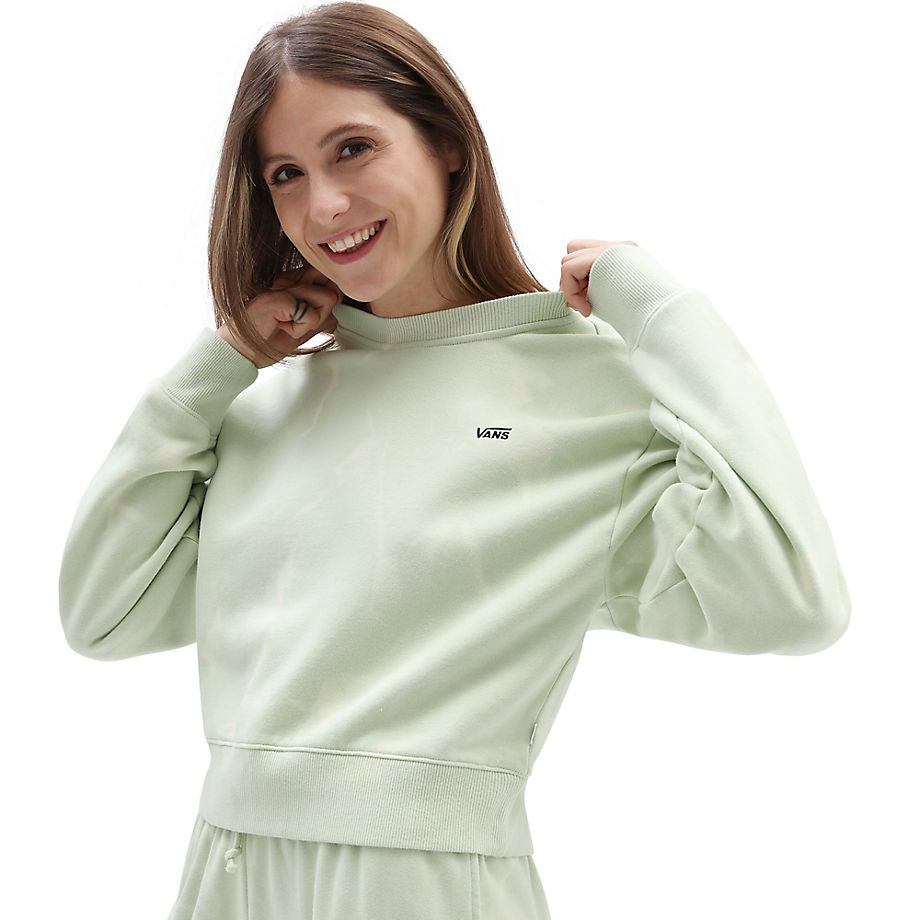 VANS WATER WASH CROP CREW SWEATER - CELADON GREEN