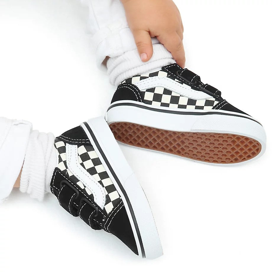 VANS PRIMARY CHECK OLD SKOOL VELCRO SCHOENEN (KIDS 1-4) - (PRIMARY CHECK) BLACK/WHITE