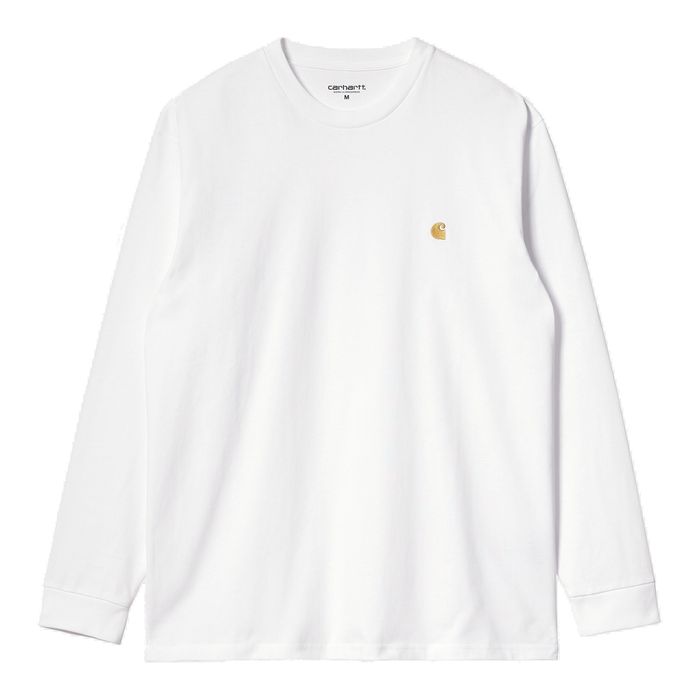 CARHARTT WIP CHASE LONG SLEEVE T-SHIRT - WHITE/GOLD