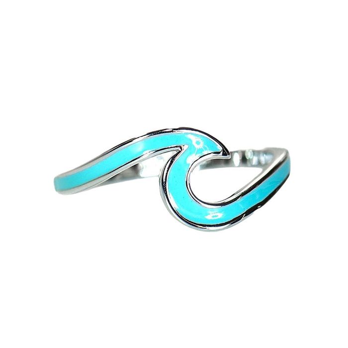 PURA VIDA ENAMELED WAVE RING - SILVER