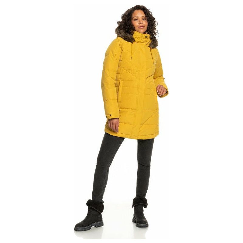 ROXY ELLIE LONGLINE INSULATED HOODED WINTER JACKET - HONEY