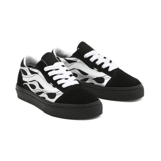 VANS METALLIC FLAME OLD SKOOL KINDERSCHOENEN (KIDS 4-8 JAAR) - BLACK/SILVER