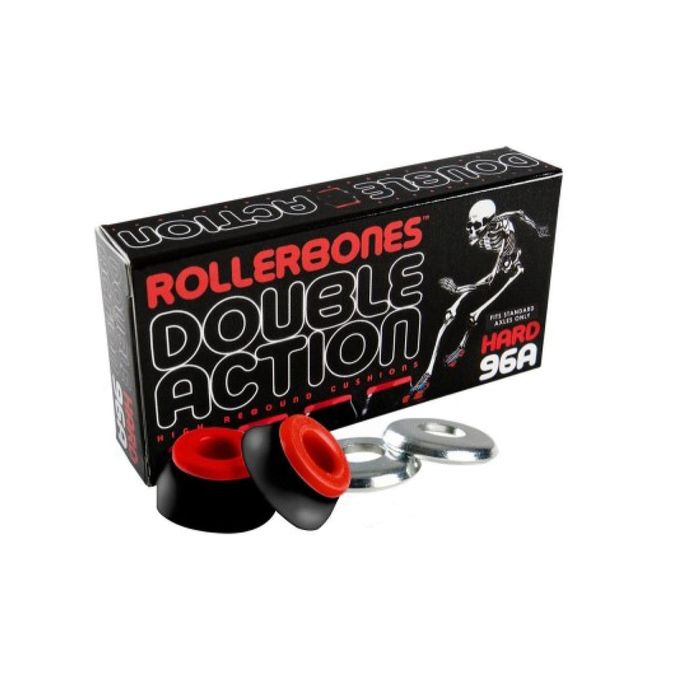 ROLLERBONES DOUBLE ACTION SKATE BUSHINGS CUSHIONS HARD 96A (SET FÜR 2) – SCHWARZ/ROT