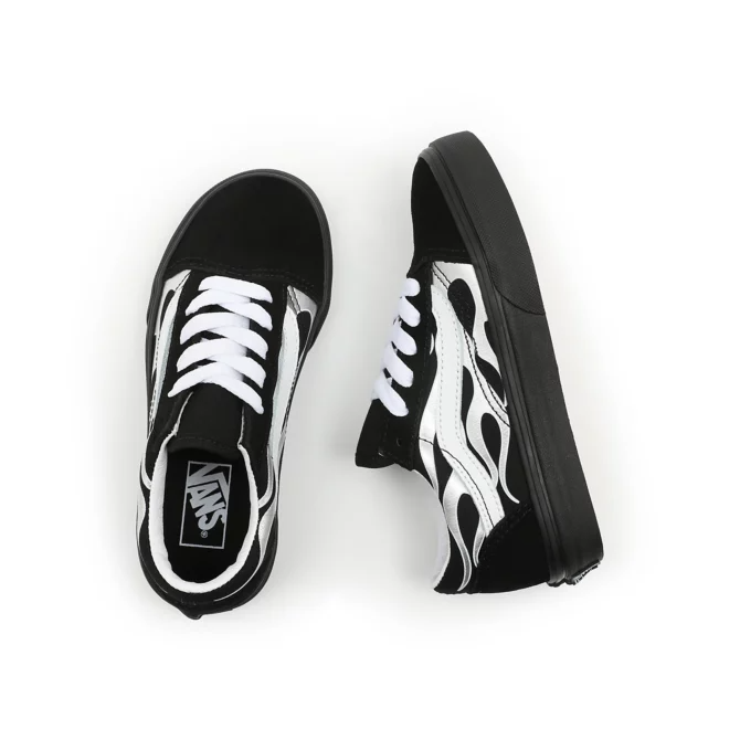 VANS METALLIC FLAME OLD SKOOL KINDERSCHOENEN (KIDS 4-8 JAAR) - BLACK/SILVER