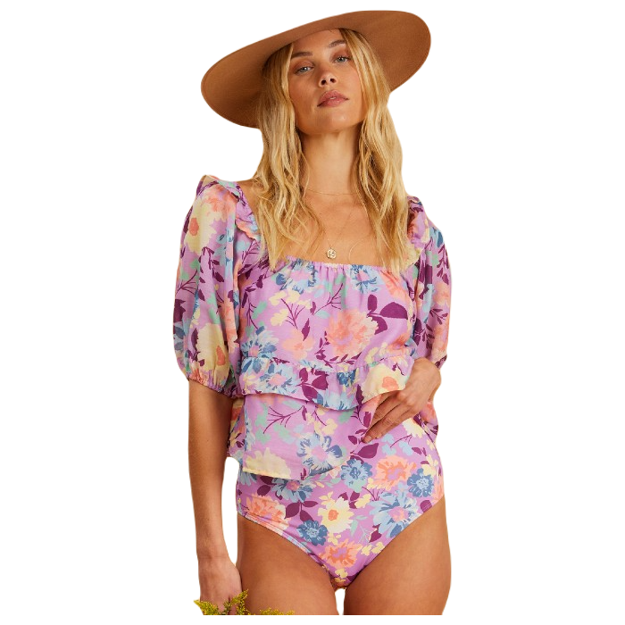 BILLABONG X THE SALTY BLONDE SWEETEST EVER CROP BLOUSE - LOVIN LILAC