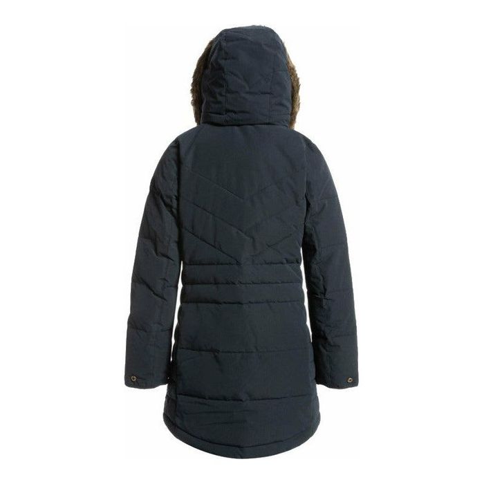 ROXY ELLIE LONGLINE ISOLIERTE WINTERJACKE MIT KAPUZE – ECHTES SCHWARZ