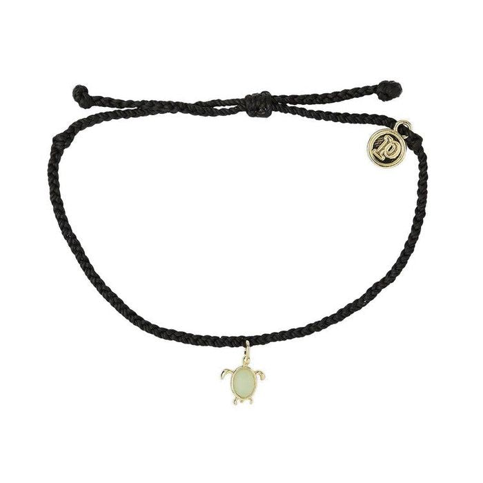 PURA VIDA GOLD SAVE THE SEA TURTLES CHARM ARMBAND BLACK