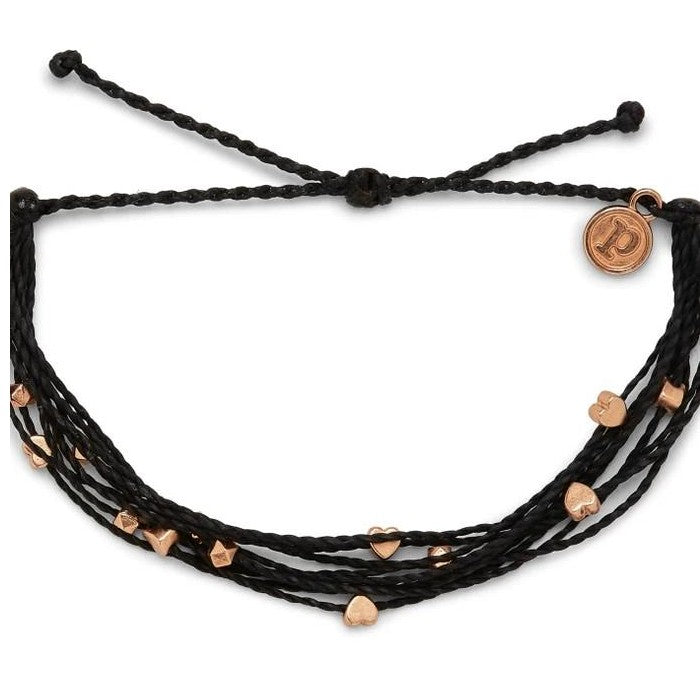 PURA VIDA ROSEGOLD HEART MALIBU ARMBAND - BLACK