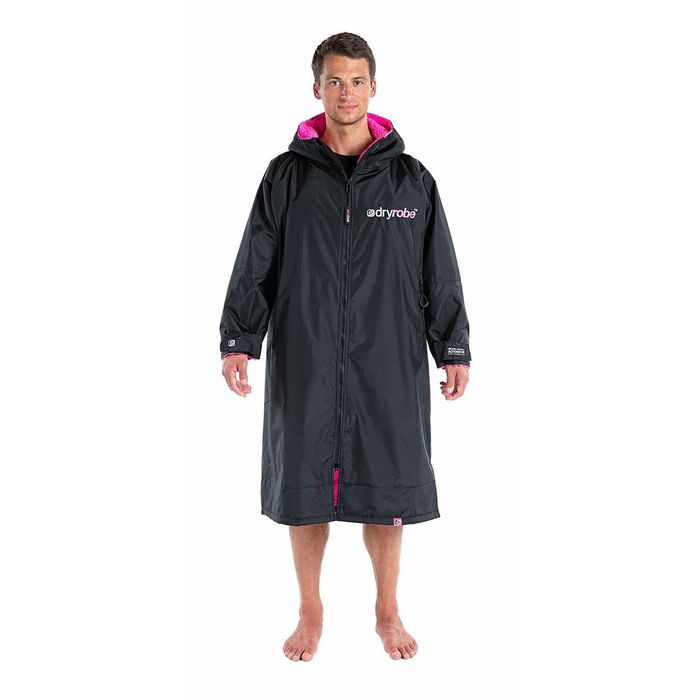 DRYROBE ADVANCE LONG SLEEVE BEACH PONCHO - BLACK PINK