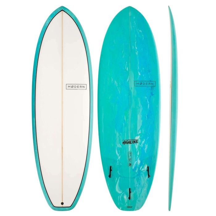 MODERN HIGHLINE 6'2" PU FCS II 3 FIN SURFBOARD - SEA TINT