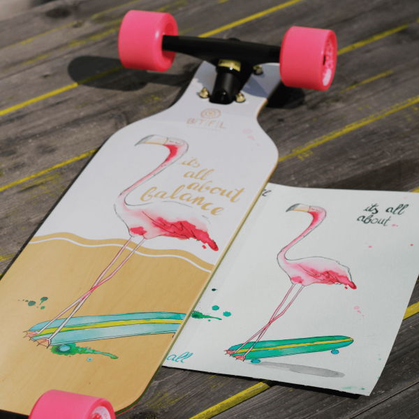 BTFL TIFFY KIDS 7,5" LONGBOARD KOMPLETT FLAMINGO