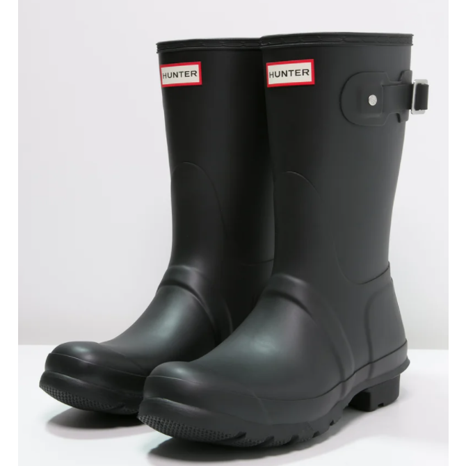 HUNTER ORIGINAL KURZE WELLINGTON-REGENSTIEFEL FÜR DAMEN – SCHWARZ